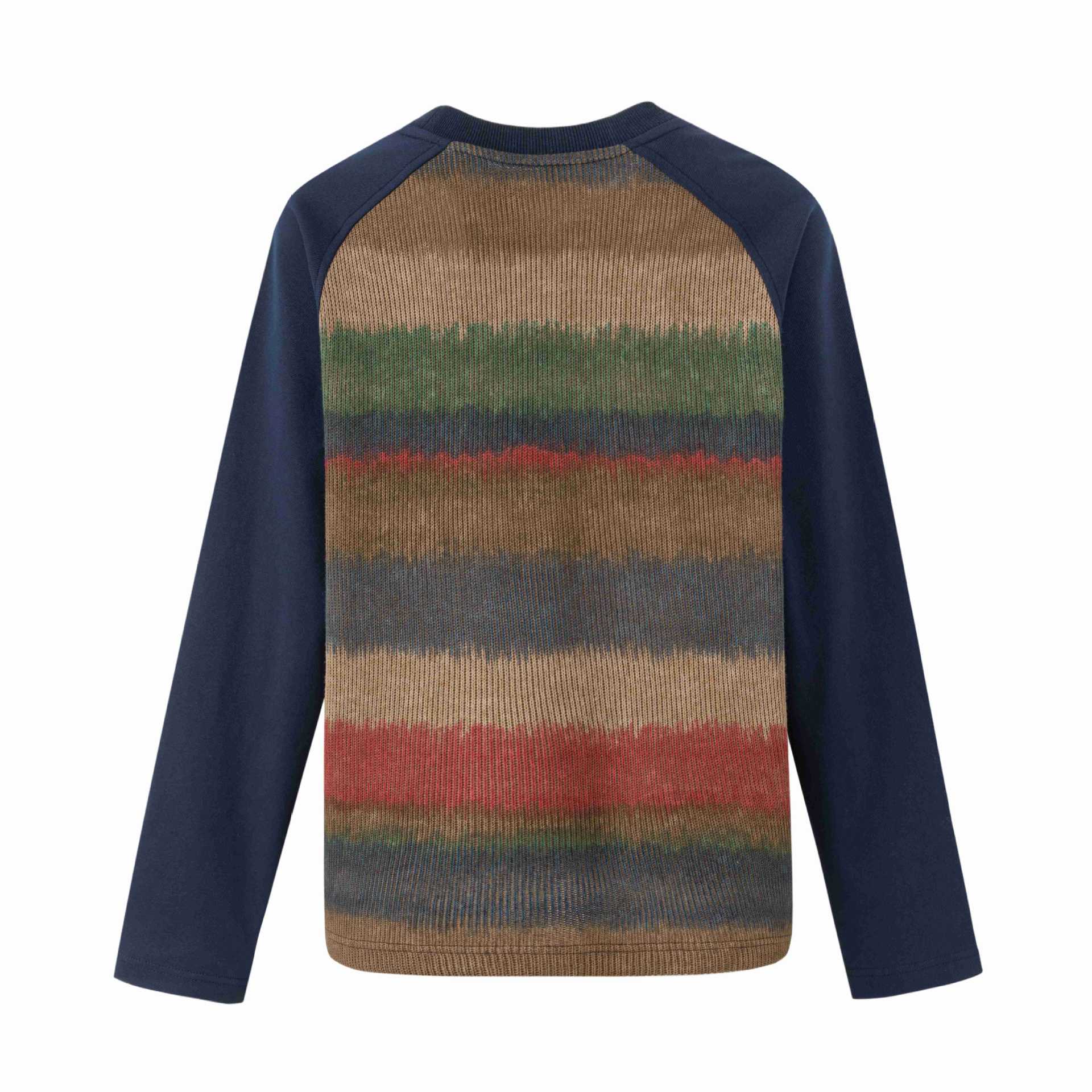 Men's round neck pullover with raglan sleeves and mottled knit front Chichicherry