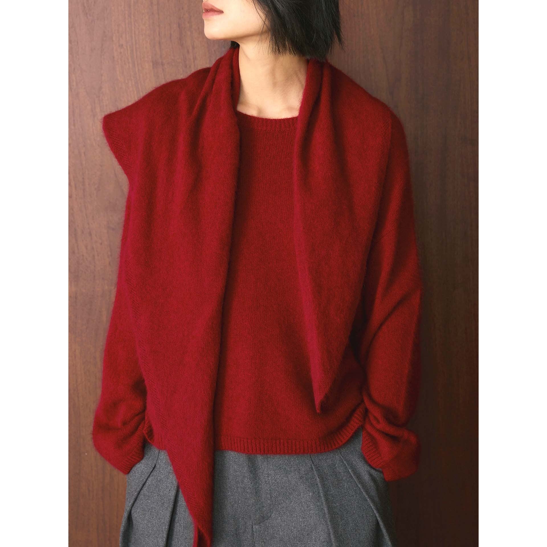 Ladies Soft Fine Knit Sweater with Voluminous Loop Collar and Boxy Silhouette Chichicherry