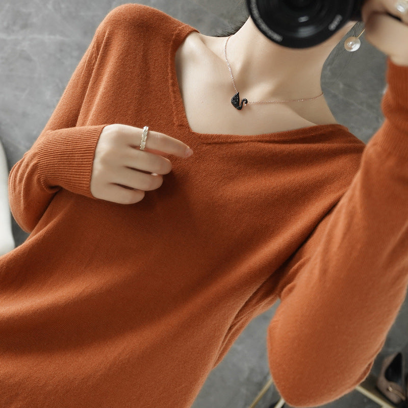 Ladies Lightweight V-Neck Cashmere Look Fine Knit Sweater Chichicherry