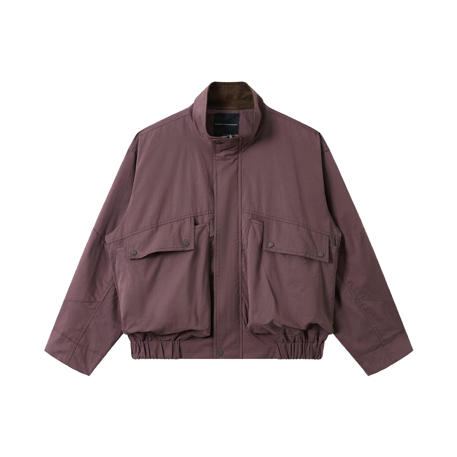 Unisex Short-Cut Utility-Field Blouson with Funnel Collar and Large Flap Pockets Chichicherry