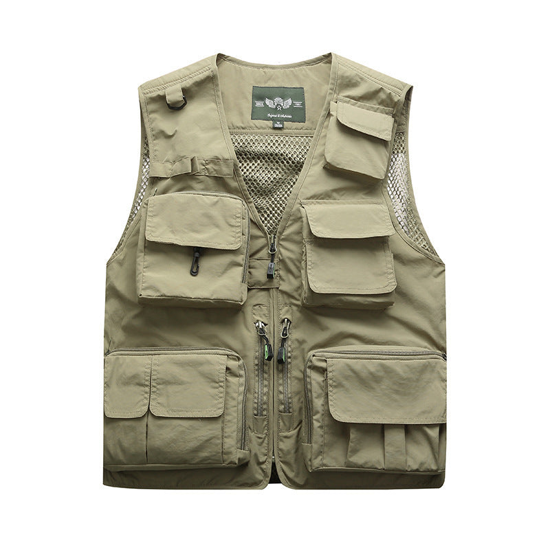 Men's multifunctional utility vest with numerous pockets and mesh back Chichicherry