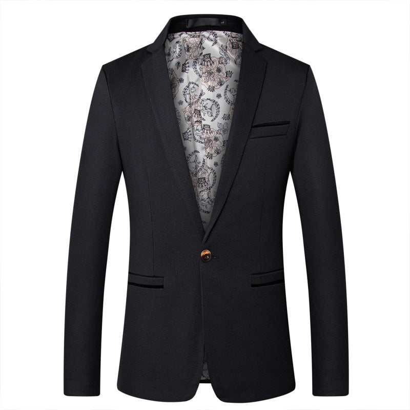 Men's Tailored One-Button Blazer made of structured cotton blend with satin lining and notch collar Chichicherry