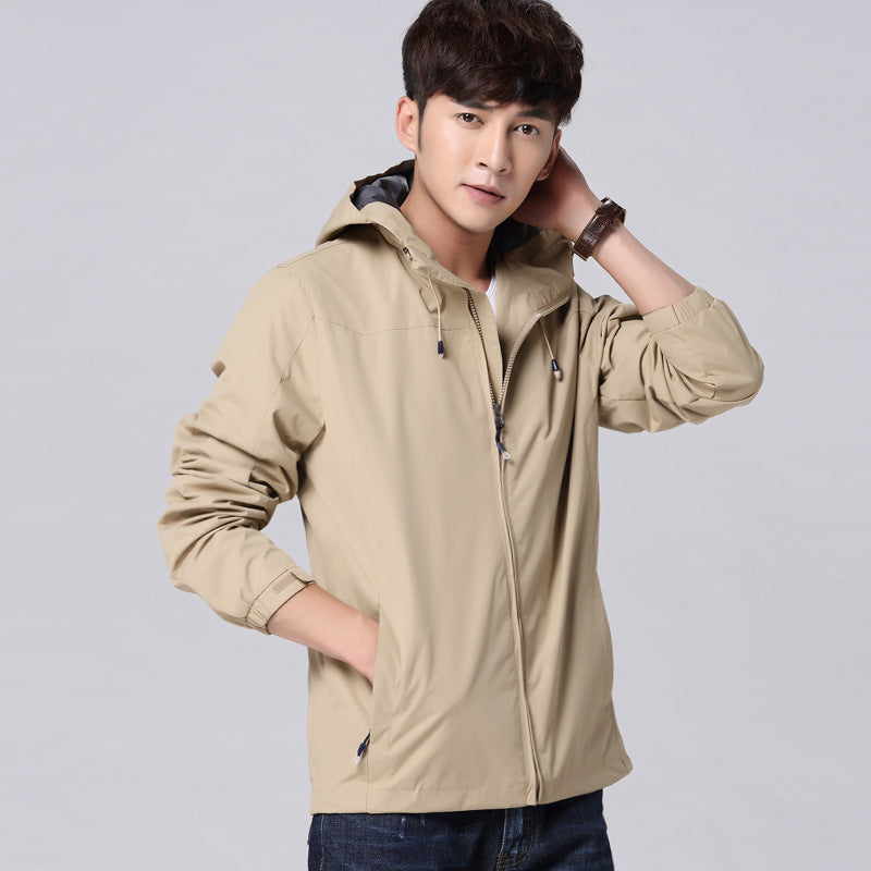 Men's lightweight windproof hooded jacket made of functional nylon with concealed zipper Chichicherry