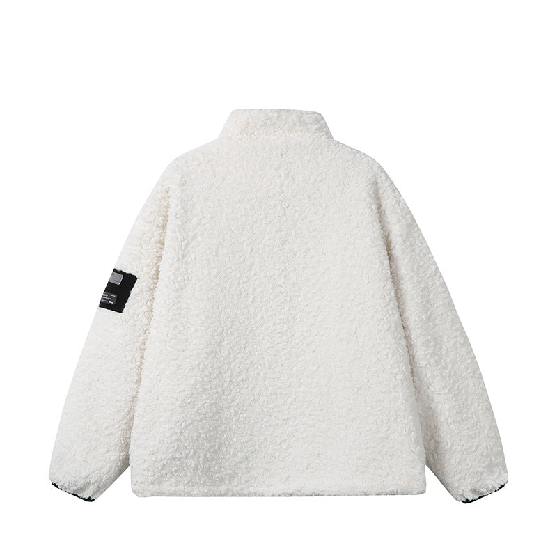 Unisex Teddy Fleece Jacket with Stand-up Collar, High Warmth and Contrasting Zipper Chichicherry