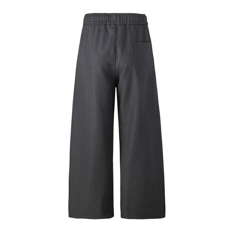 Women's Elegant Culotte Pants with Wide Leg, Crease and Elastic Comfort Waistband Chichicherry