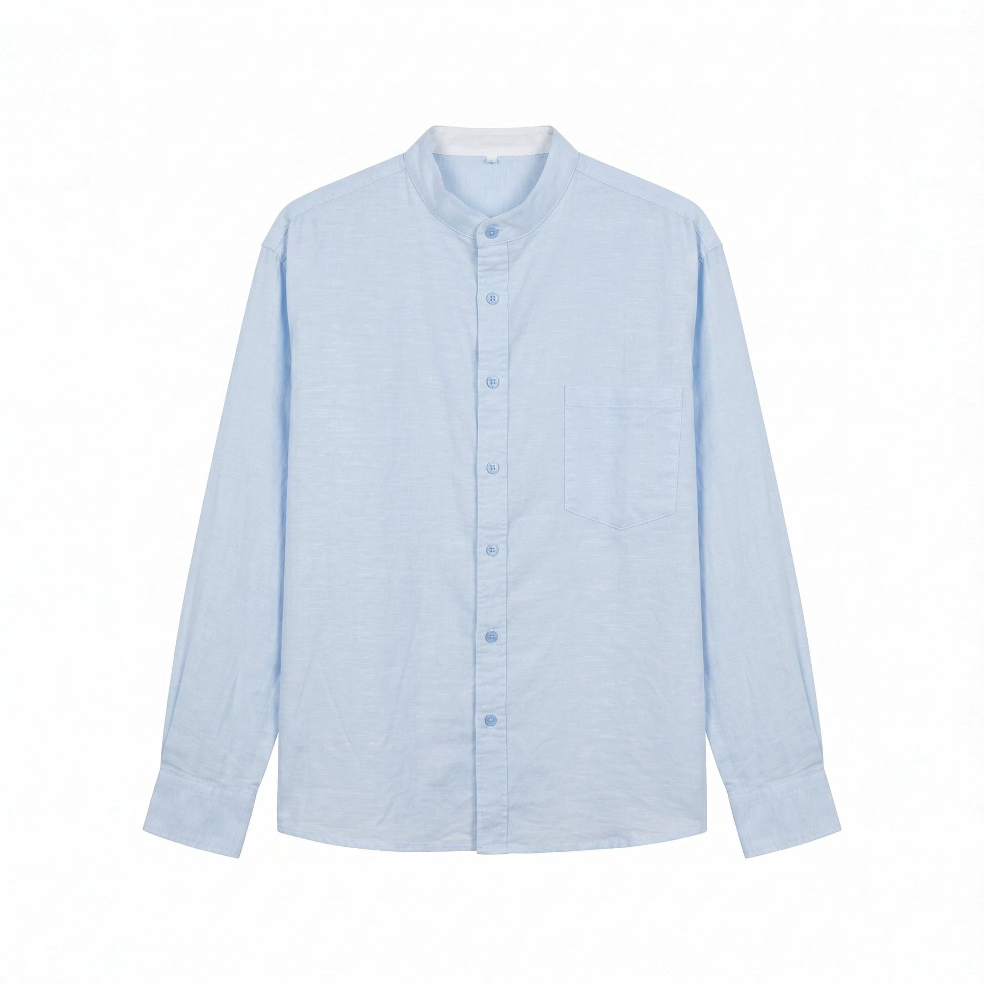 Men's Lightweight Stand-Collar Shirt made of Cotton Blend with Chest Pocket and Relaxed Fit Chichicherry