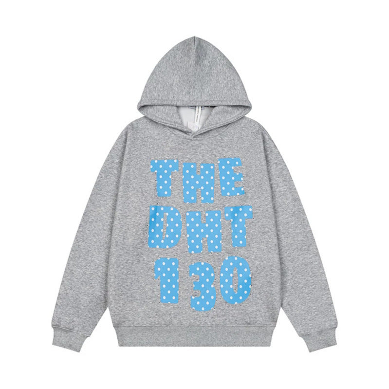 Unisex Oversize Hoodie with Statement Print and Polka Dot Application Chichicherry