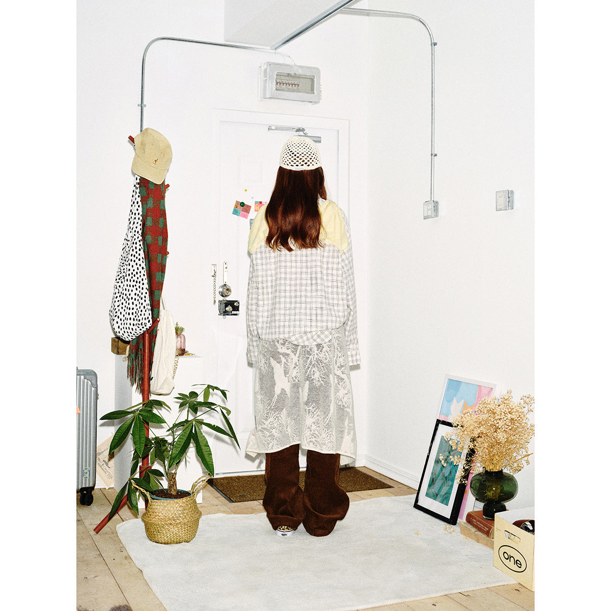 Women's Oversized Shirt made of Linen-Cotton Mix with fine checked pattern Chichicherry