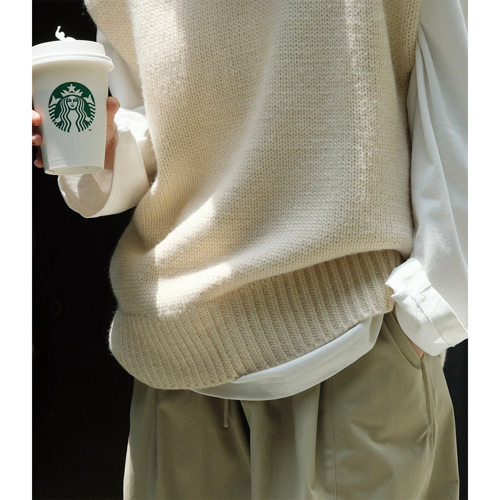 Women’s Oversize Sleeveless Chunky Knit Vest with Wide Ribbed Hem Chichicherry