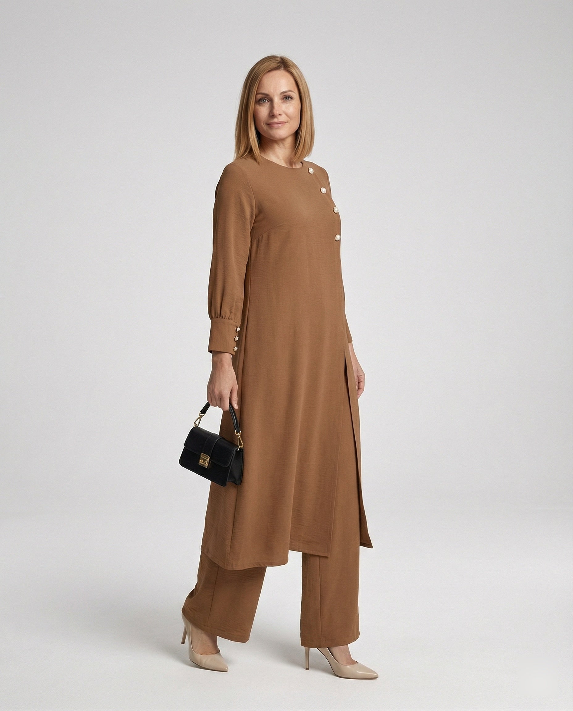 Women Two-Piece Set Elegant Tunic Pants