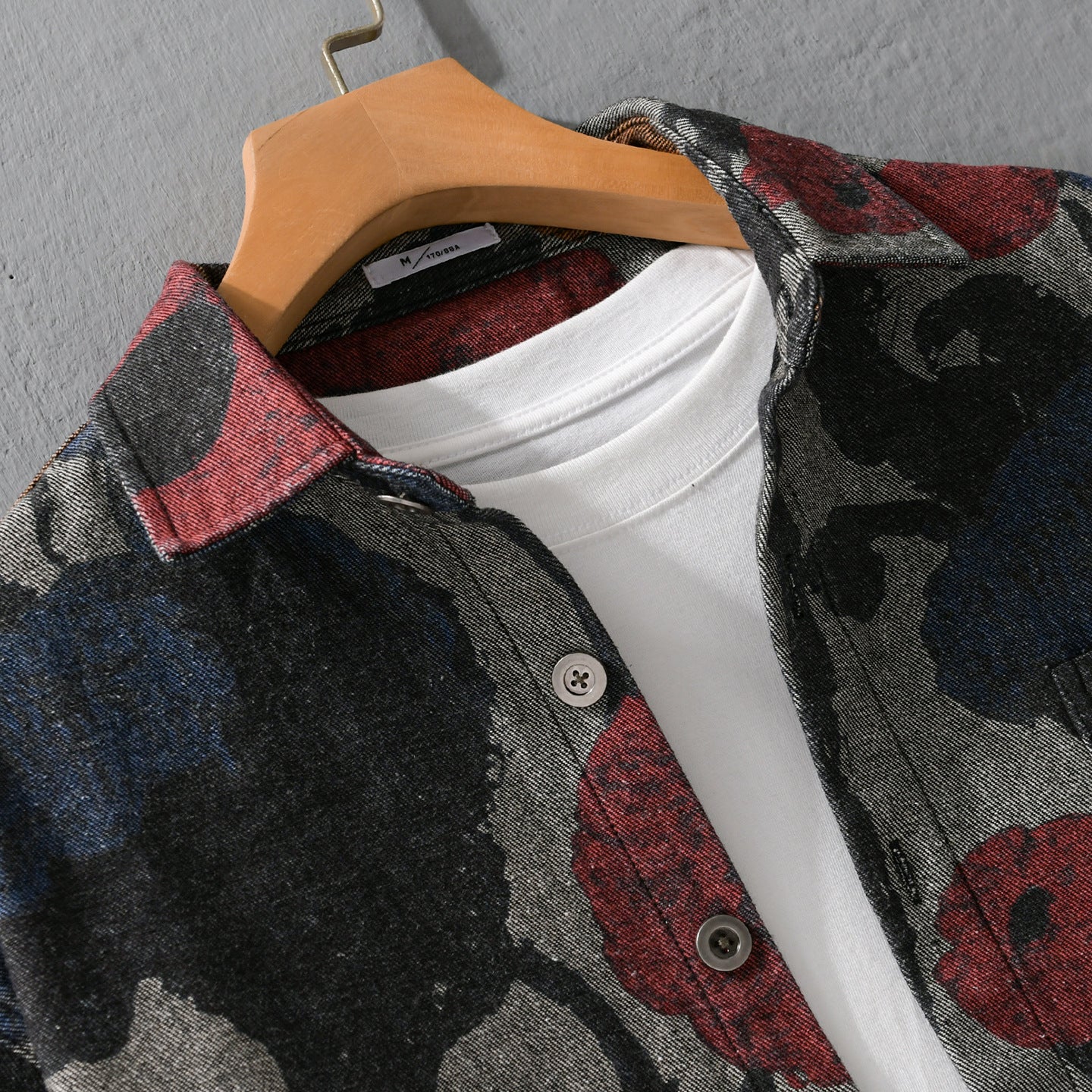 Men's overshirt made of flannel with large floral jacquard structure Chichicherry