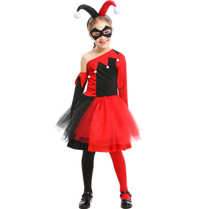 Girl Joker Costume with Tulle Skirt and Masked Accessories Chichicherry