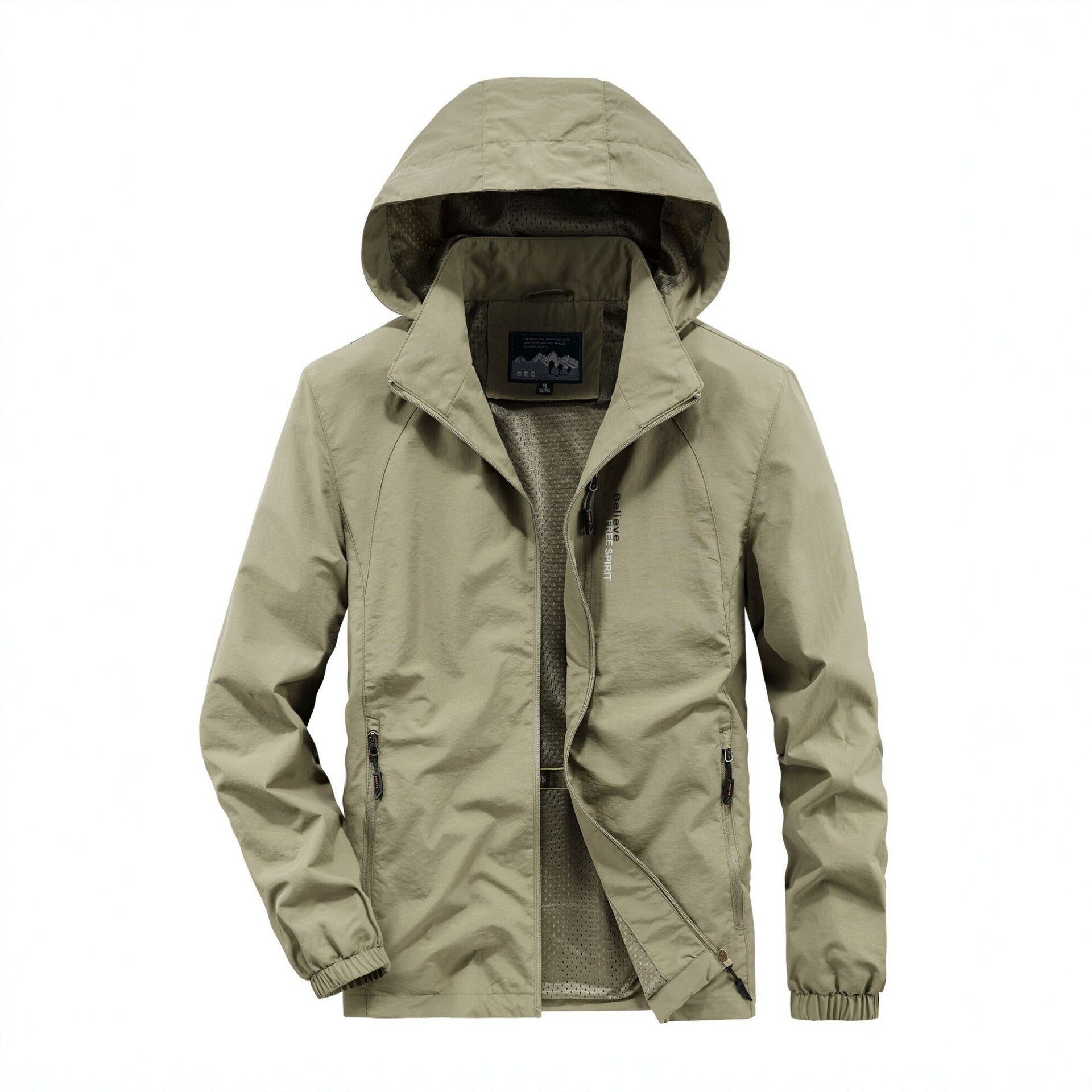 Men's Ultralight Breathable Hooded Jacket with Perforated Mesh Lining and Zipper Pockets Chichicherry