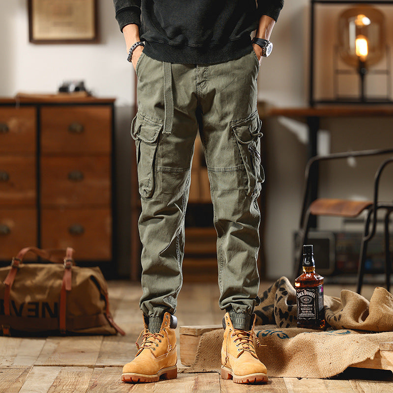 Men's Cargo Jogger Pants with Multi-Function Pockets and Elastic Hem Chichicherry