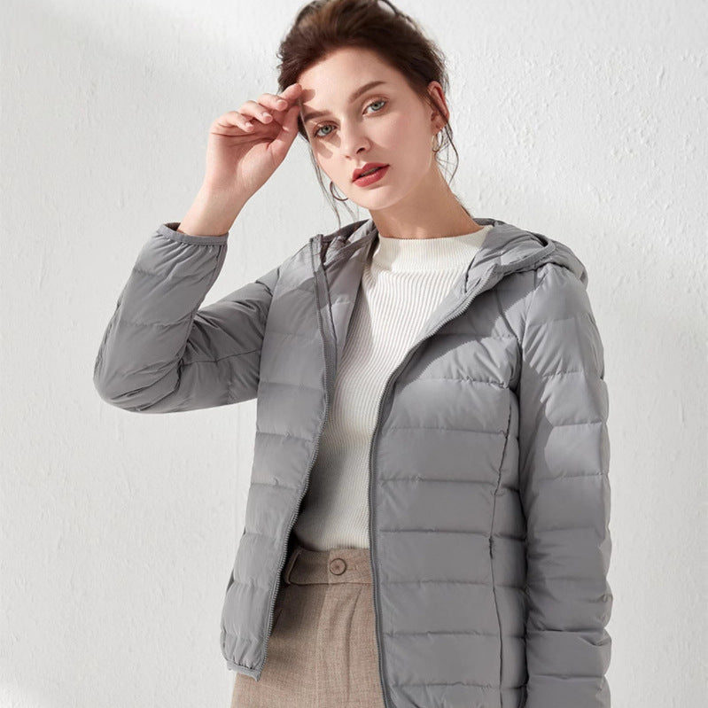 Women's Lightweight Quilted Short Jacket with Stand Collar and Tailored Fit Chichicherry