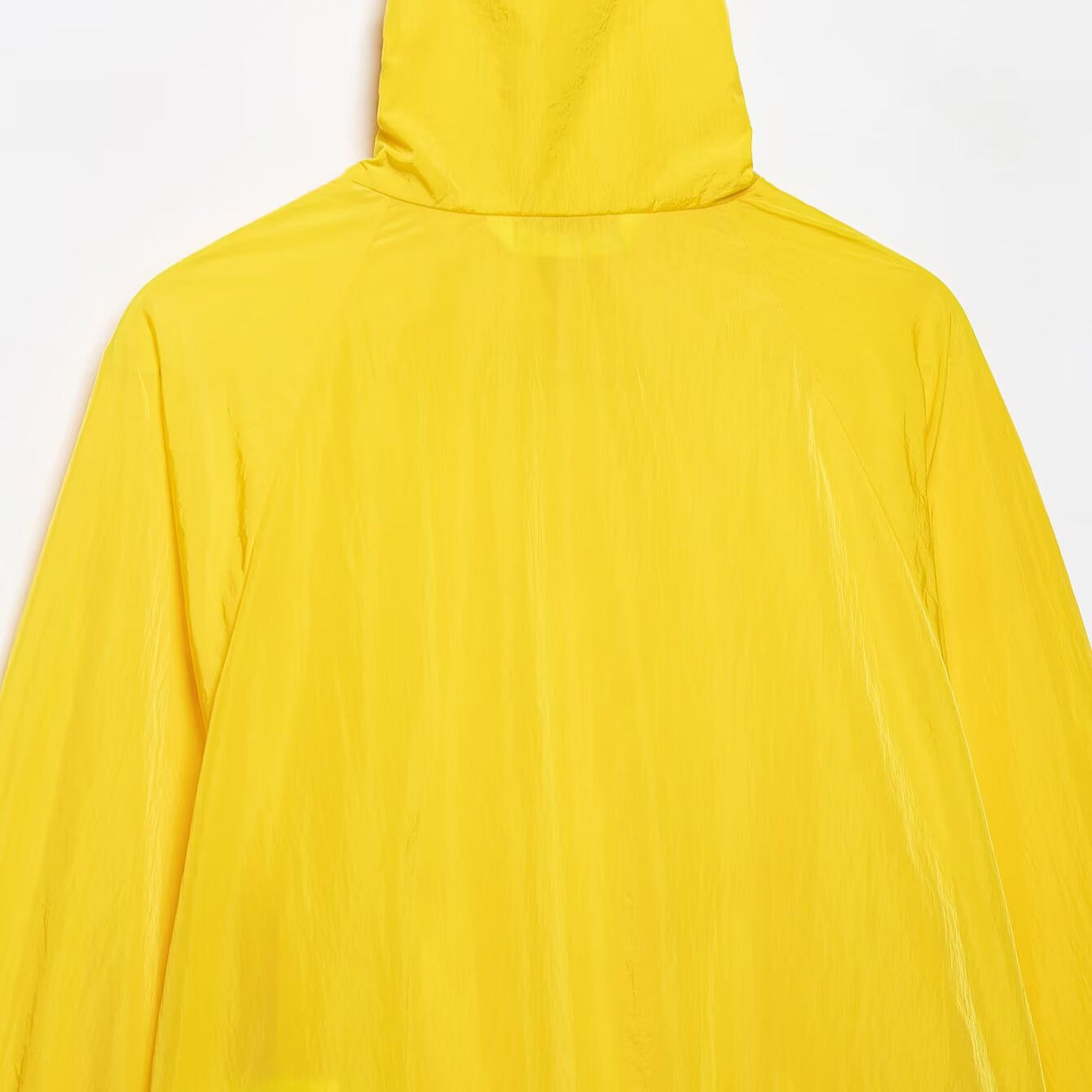 Women's Lightweight Oversized Windbreaker with High Stand Collar, Button Placket and Drawstring