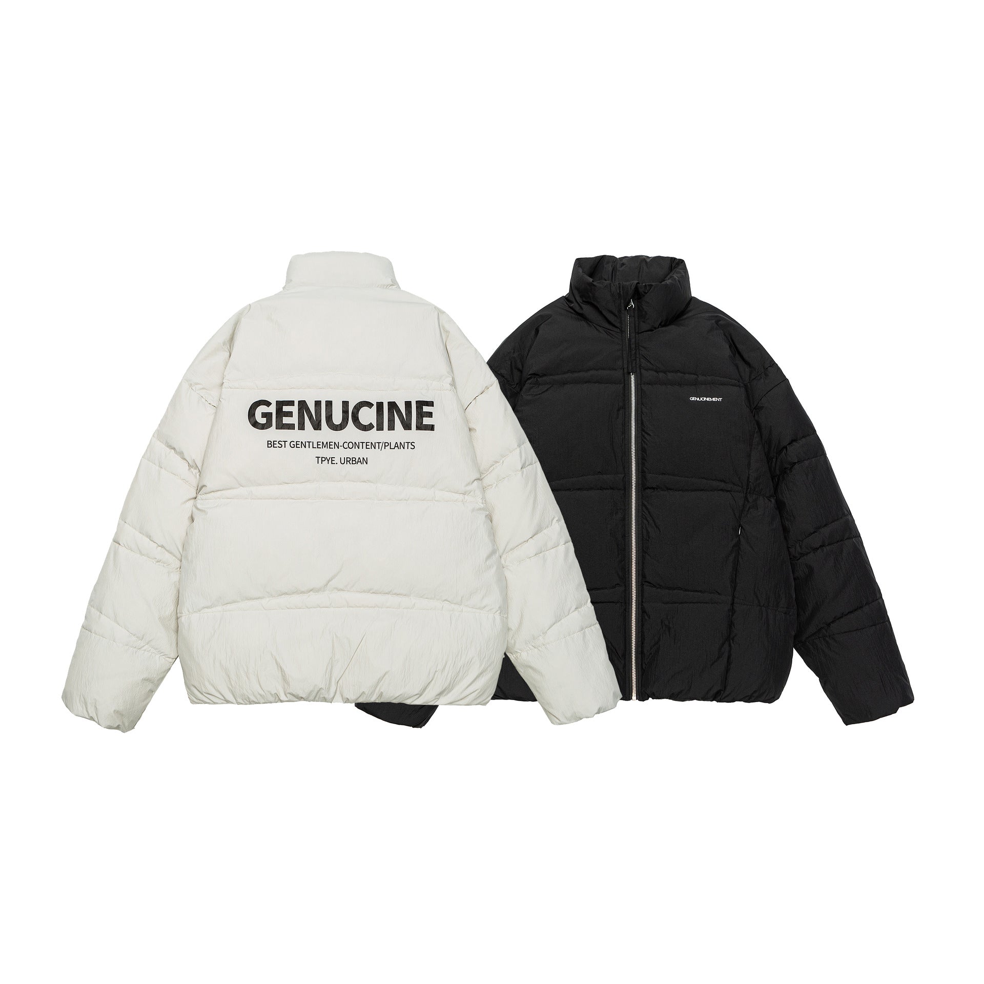 Men's Shorter Oversized Padded Puffer with High Stand Collar and Metal Zipper Chichicherry