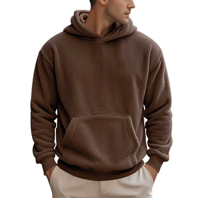 Men's Sherpa Hoodie in Teddy Fleece with Kangaroo Pocket and Ribbed Cuffs Chichicherry