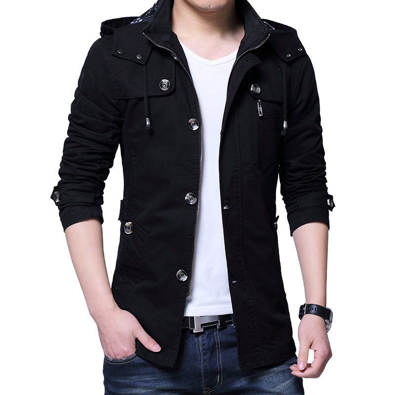 Men's lightweight cotton field jacket with hood, double closure and roll sleeves Chichicherry