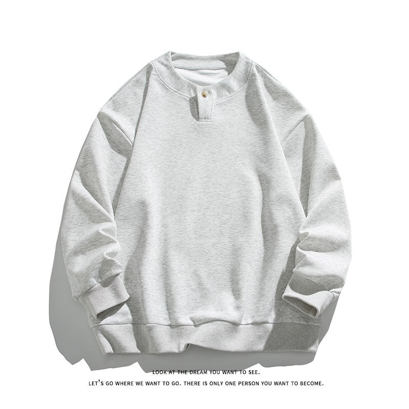 Unisex Oversize-Henley-Sweatshirt with Snap Button at Collar Chichicherry
