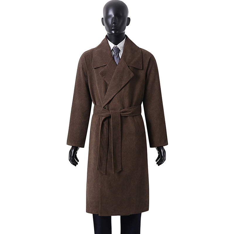 Women's Oversized Coat with Wide Lapels and Waist Belt Chichicherry