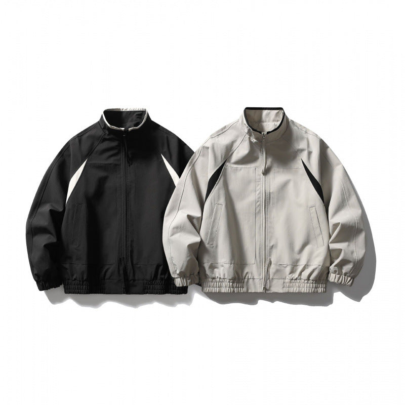 Unisex Boxy-Light Blouson Jacket in Tech Cotton Look with Raglan Sleeves, Zipper and Elastic Hem Chichicherry