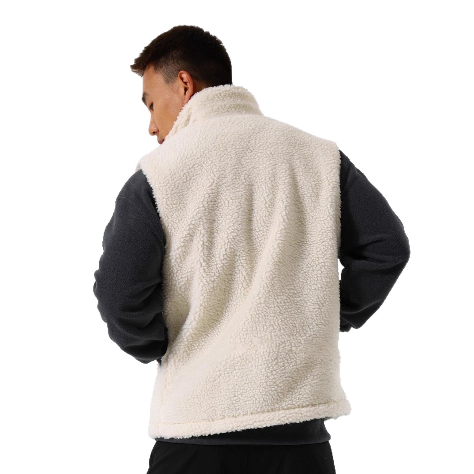 Women's Sleeveless Sherpa Fleece Vest with High Stand-Up Collar and Zipper Chichicherry