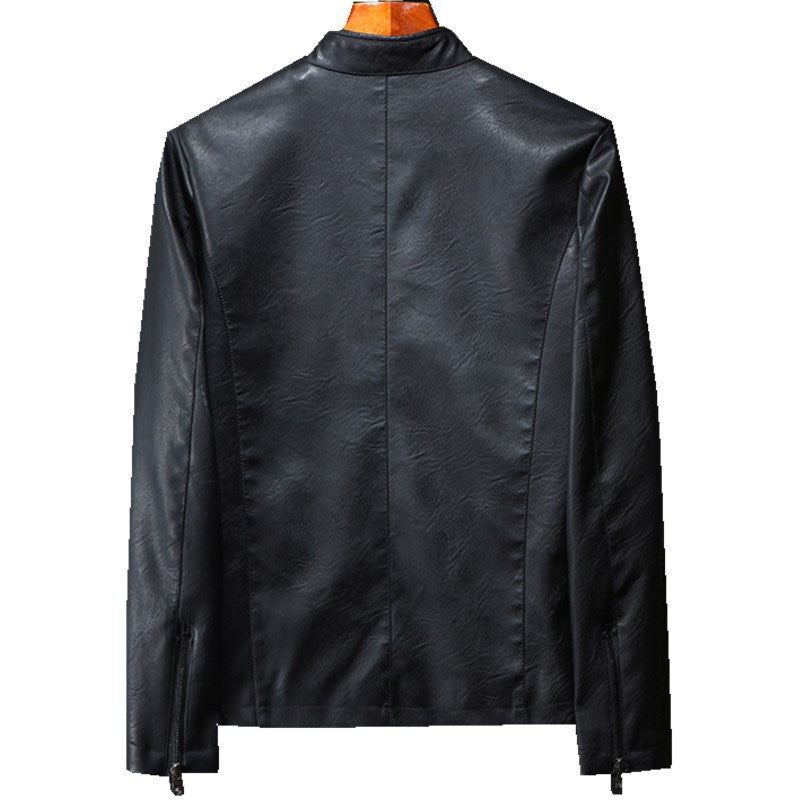Men's Faux Leather Blouson in Slim Fit with fine texture, stand-up collar and concealed zipper Chichicherry