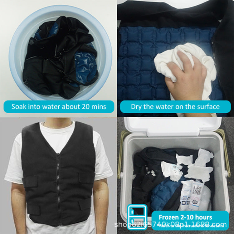 Unisex nan cooling work safety vest with gel cooling packs and adjustable Velcro fasteners Chichicherry