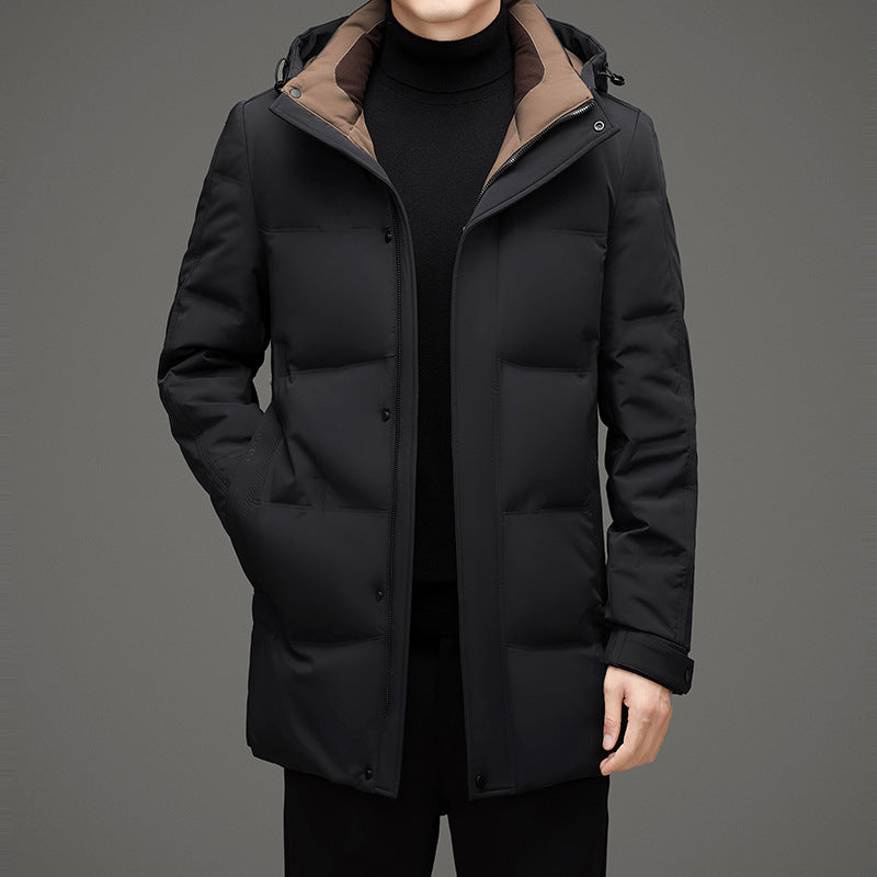 Men's padded hooded quilted jacket with elongated cut and windproof membrane Chichicherry