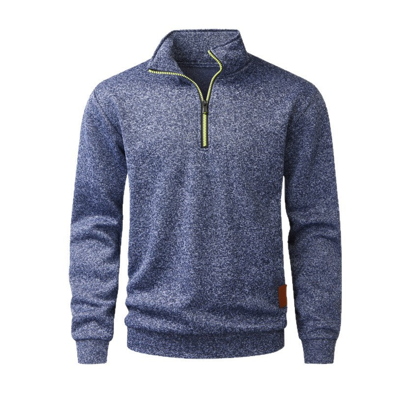 Men's half-zip pullover made of mottled knit with stand-up collar and zipper Chichicherry