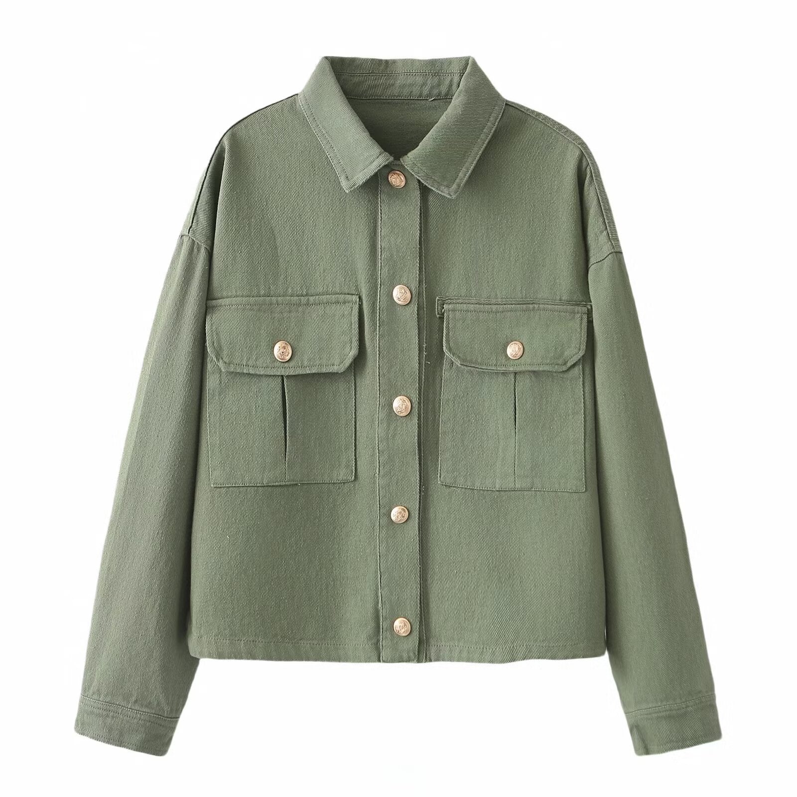 Women's Oversize Utility Jacket made of twill with appliquéd chest pockets Chichicherry