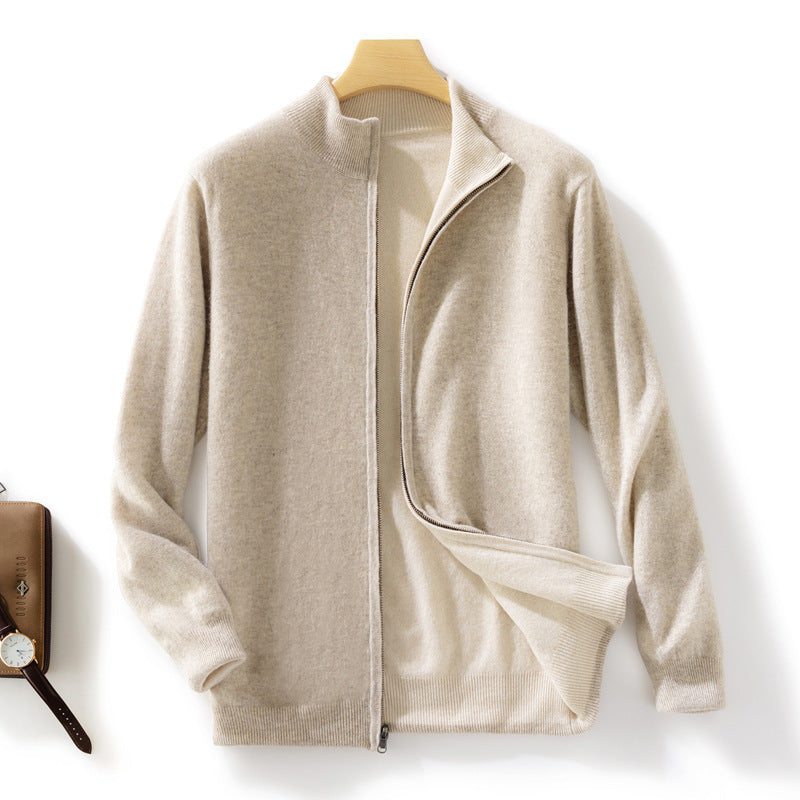 Women's Short-Cut Zip Knit Cardigan with Stand-Up Collar and Cashmere-Like Softness Chichicherry