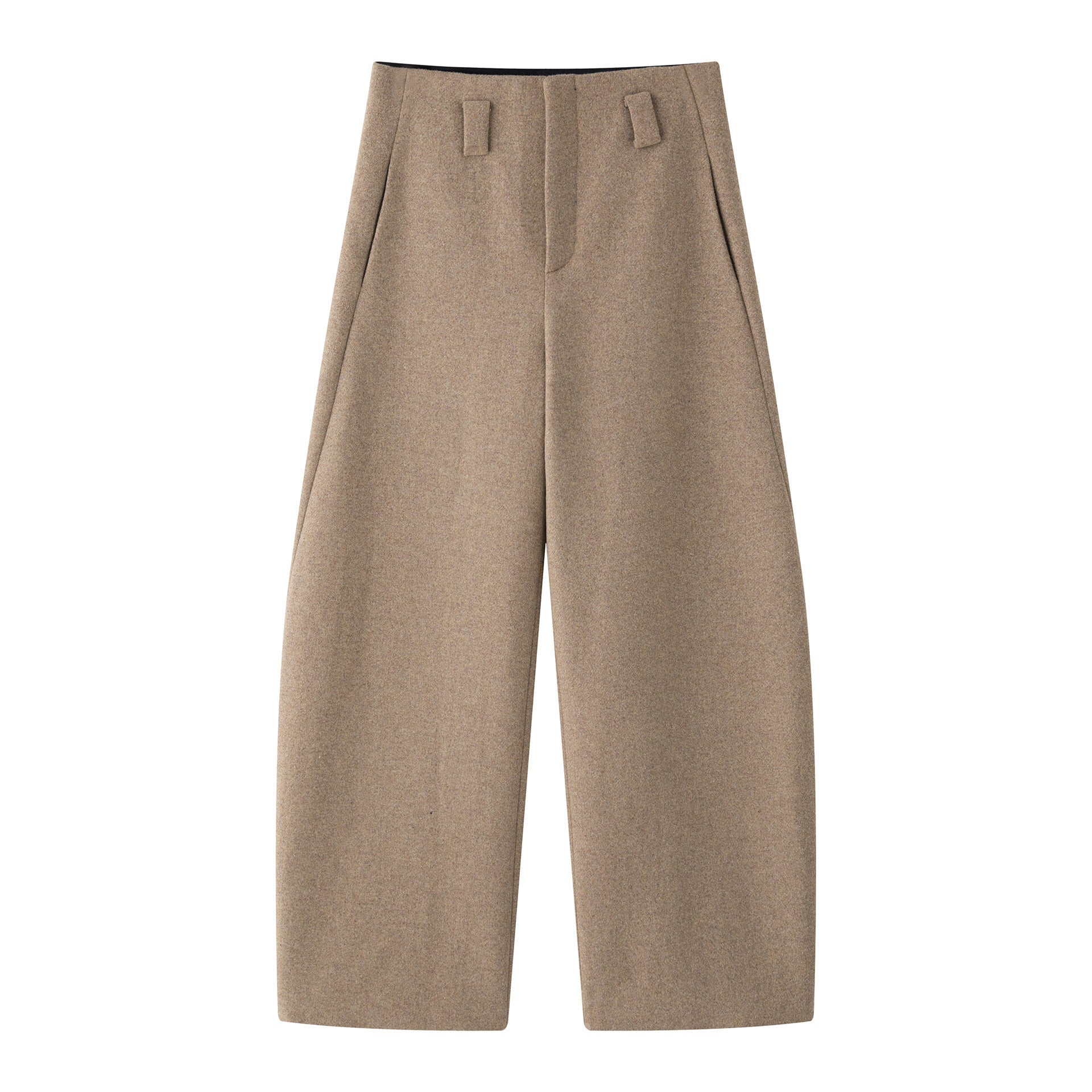 Women's Wide High-Waist Wool Blend Pants with Wide Legs, Belt Loops and Side Pockets Chichicherry
