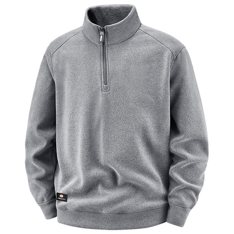 Men's Breathable Microfleece Half-Zip Sweater with Stand Collar and Raglan Sleeves Chichicherry