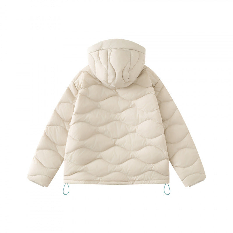 Unisex Short cut padded hooded jacket with wave quilting, two-way zipper and adjustable hem Chichicherry