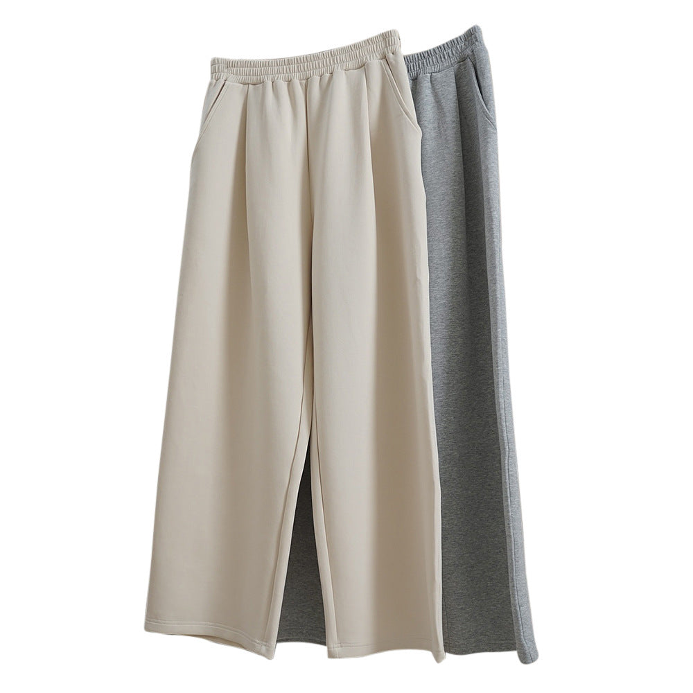 Women Wide High-Waist Lounge Palazzo Sweatpants with Elastic Waistband and Side Pockets Chichicherry