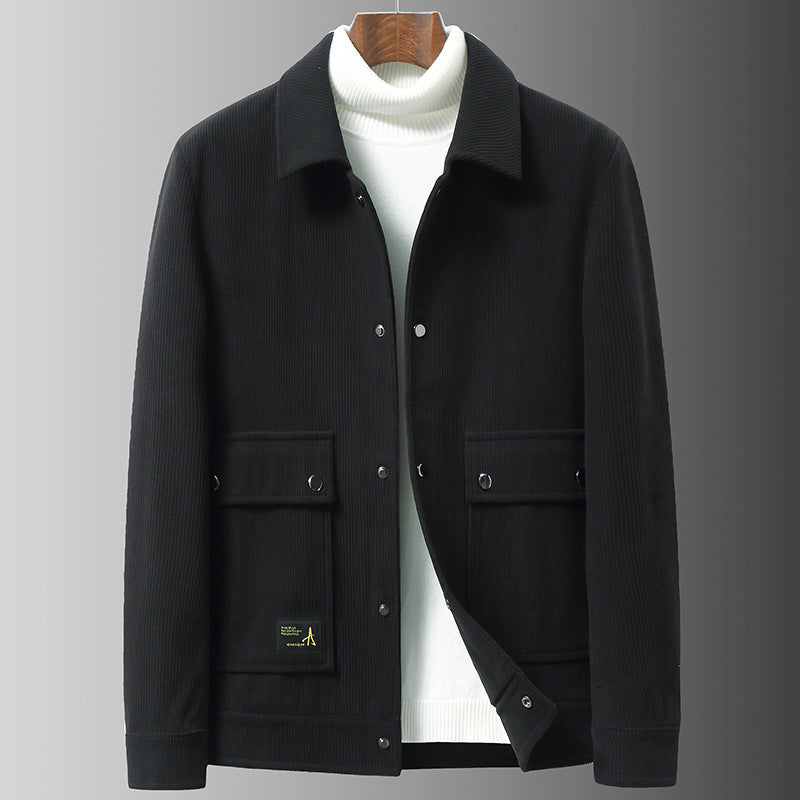 Men's cord jacket with utility pockets and snap button closure Chichicherry