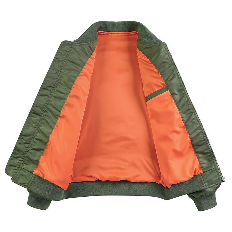 Men's Lightweight Flight Bomber Jacket with Water-Repellent Shell and Contrast Lining Chichicherry