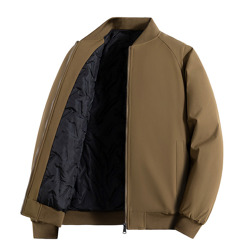 Men's Minimalist Tech Bomber Jacket with Thermally Insulated Quilted Lining and Concealed Zipper Chichicherry