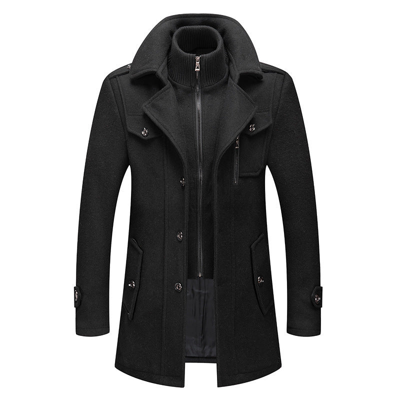 Men's Wool Blend Overcoat with Removable Quilted Inner Jacket Chichicherry