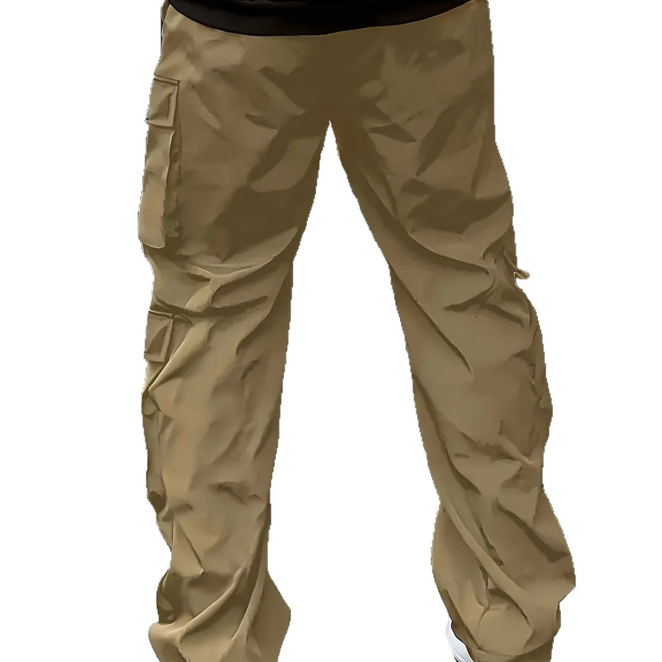 Men's Wide Cargo Jogging Pants with Multifunctional Pockets, Zipper Detail and Drawstring Waist Chichicherry