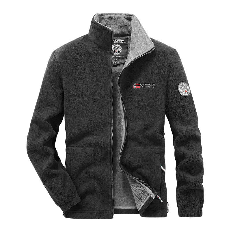 Men's fleece outdoor jacket with full-length zipper, stand collar and zippered pockets Chichicherry