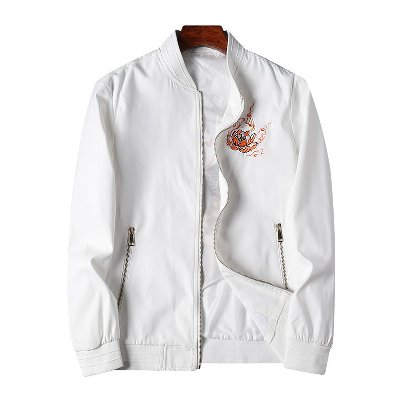 Men's bomber jacket with oriental tiger embroidery, lightweight microfiber outer layer and ribbed cuffs Chichicherry