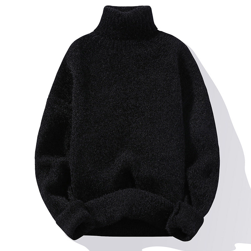Men's turtleneck sweater made of boucle fine knit with ribbed cuffs Chichicherry