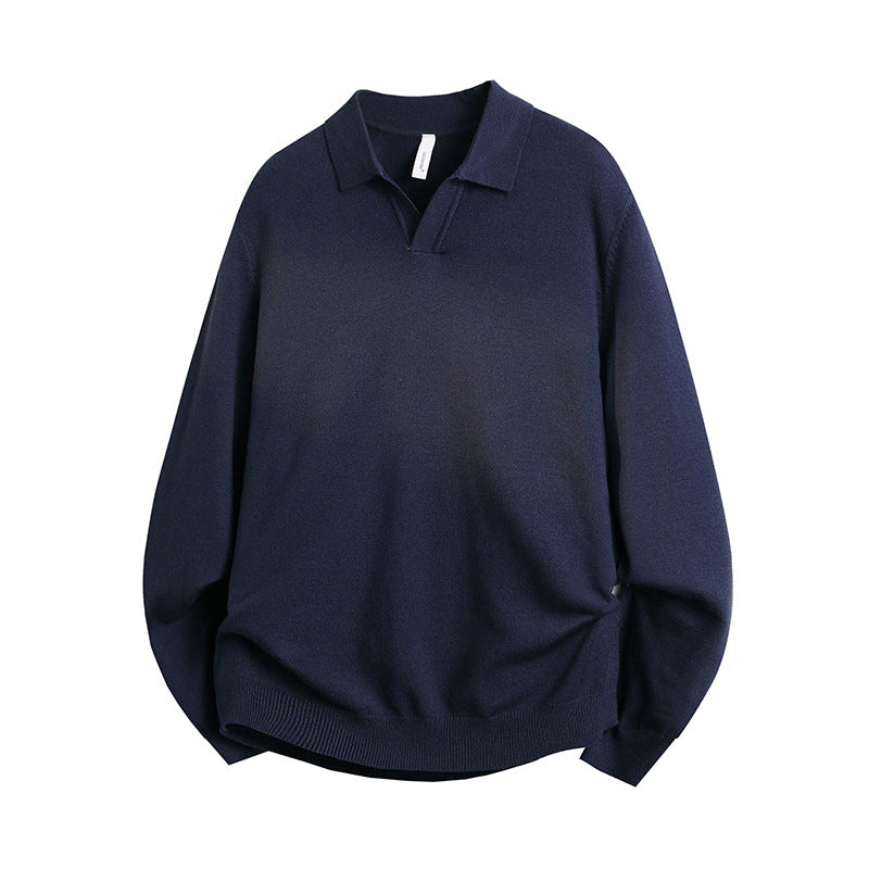 Unisex Oversized Polokragen-Feinstrickpullover mit weitem Schnitt Chichicherry