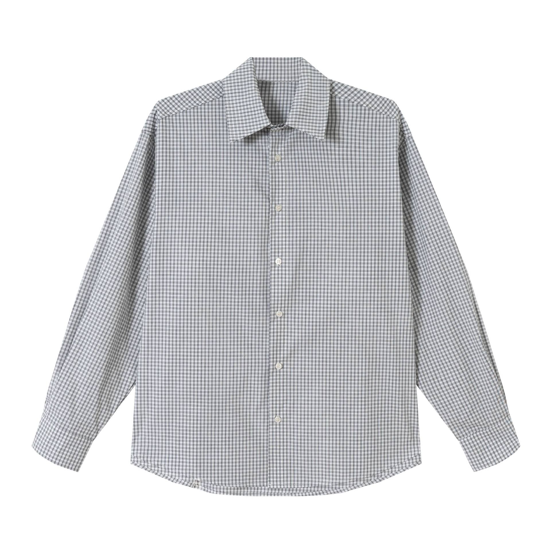 Men's Checked Relaxed-Fit Shirt with Kent Collar, Rounded Hem and Continuous Button Placket Chichicherry