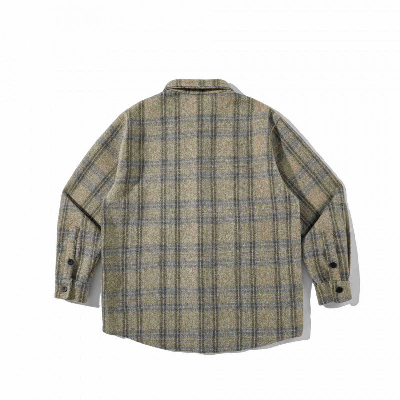 Unisex Boxy Overshirt made of wool blend with check pattern and chest pocket Chichicherry