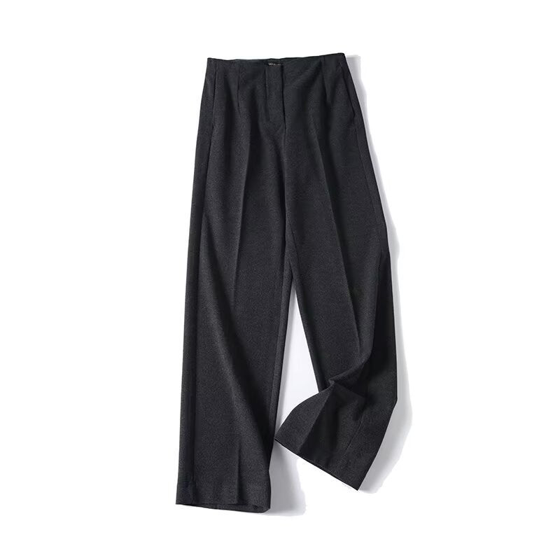 Women's High-Waisted Pleated Trousers with Wide Leg and Classic Tailoring Chichicherry