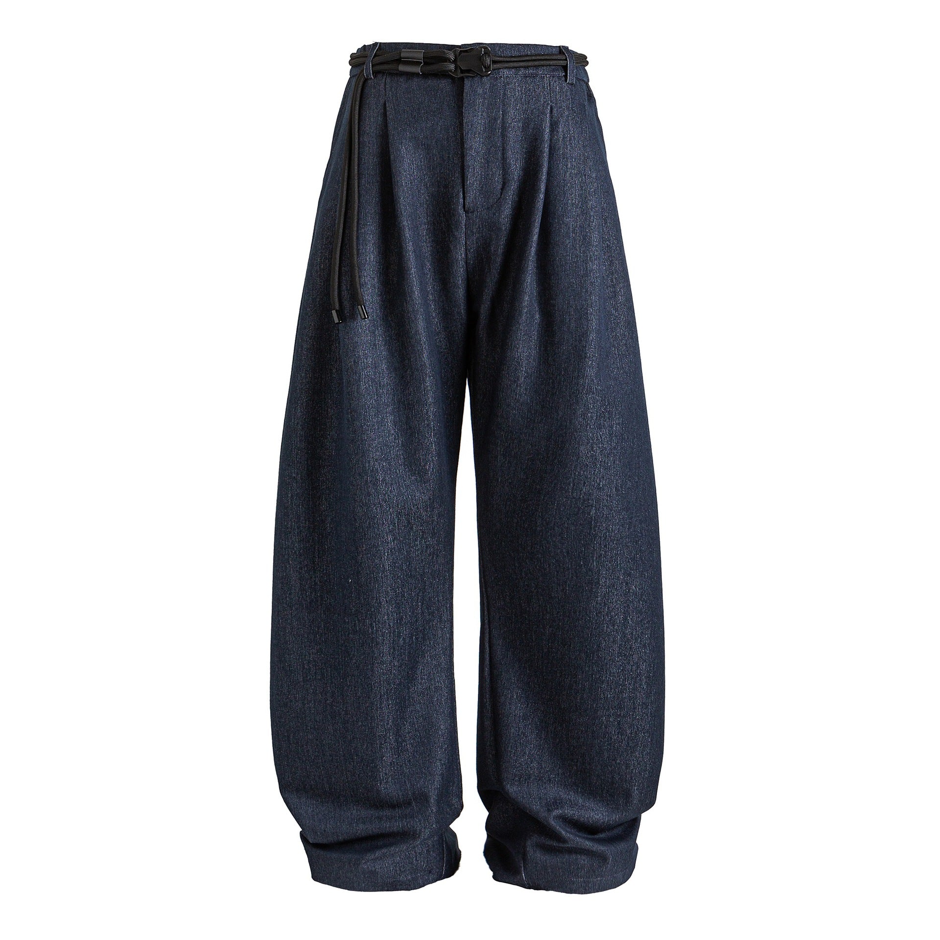 Women wide high-waisted jeans with pleats, drawstring belt, and culotte cut Chichicherry